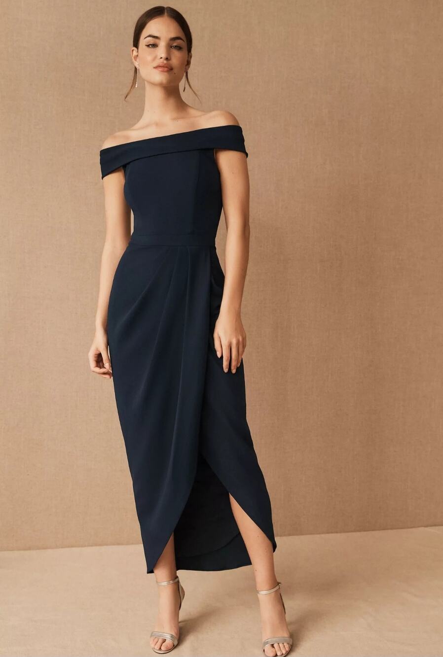 New Anthropologie BHLDN Thompson Dress OFF-THE-SHOULDER $168 SIZE 14 Blue